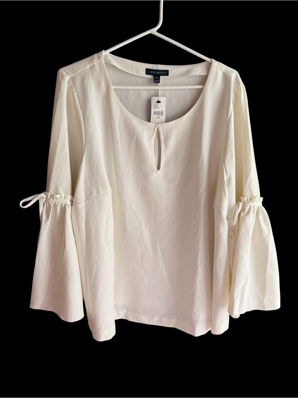 NWT Lane Bryant Cream Tie-Sleeve Bell Blouse